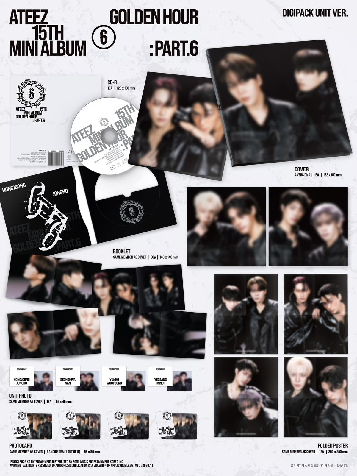 ATEEZ - GOLDEN HOUR : PART 6 DIGIPACK UNIT ver. + MAKESTAR PREORDER GIFT