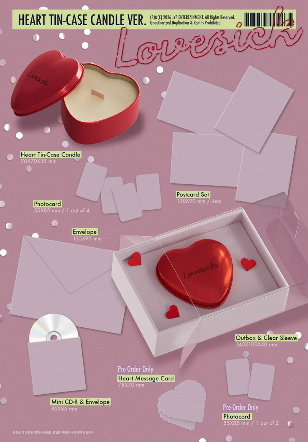 CHAERYEONG (ITZY) - LOVESICK (HEART TIN-CASE CANDLE VER.) + FANSSHOP GIFT