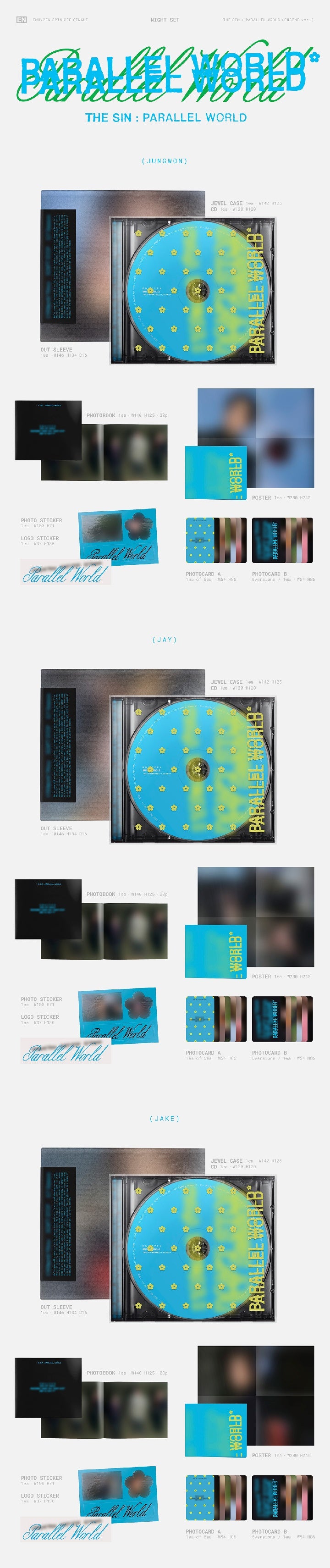 ENHYPEN - THE SIN : PARALLEL WORLD (ENGENE ver.) (NIGHT Set) + MAKESTAR PREORDER GIFT