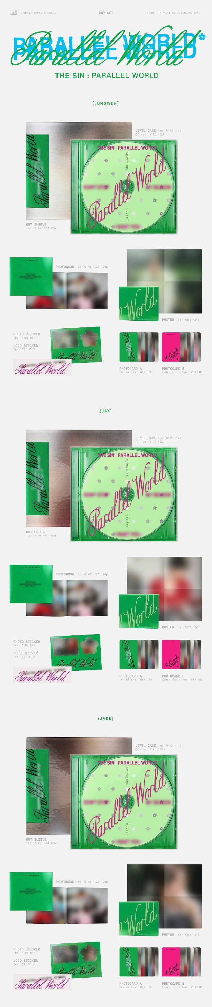 ENHYPEN - THE SIN : PARALLEL WORLD (ENGENE ver.) (DAY Set) + MAKESTAR PREORDER GIFT